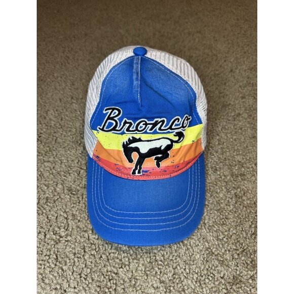 Ford Other - Ford Bronco Mesh SnapBack Trucker Cap Hat White/Blue